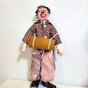 Circus Parade Collectors Edicion Porcelain Vintage Pink and Brown  Clown Doll